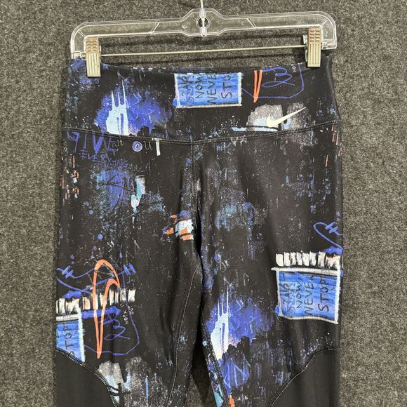 Nike Leggings Women's Small Blue Dri-Fit Abstract Print Athletic Gym Pants - Picture 2 of 10